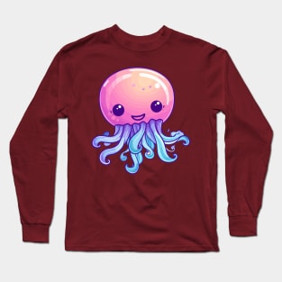 happy jellyfish cartoon Long Sleeve T-Shirt